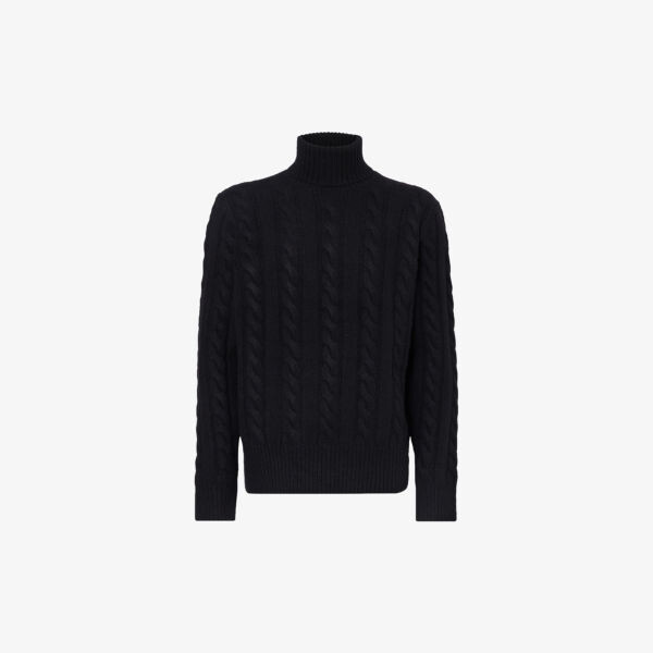 

Джемпер косой вязки из смеси шерсти и кашемира с высоким воротником Polo Ralph Lauren, черный