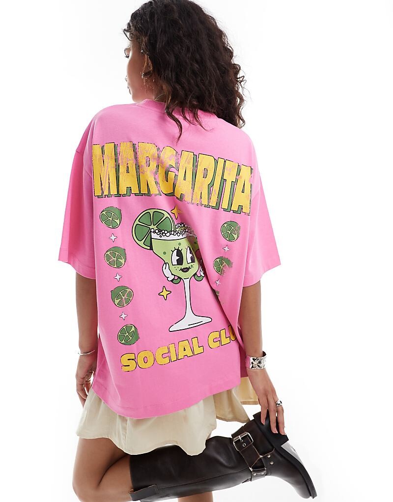 

ASOS DESIGN – розовая футболка оверсайз с принтом «Маргарита»