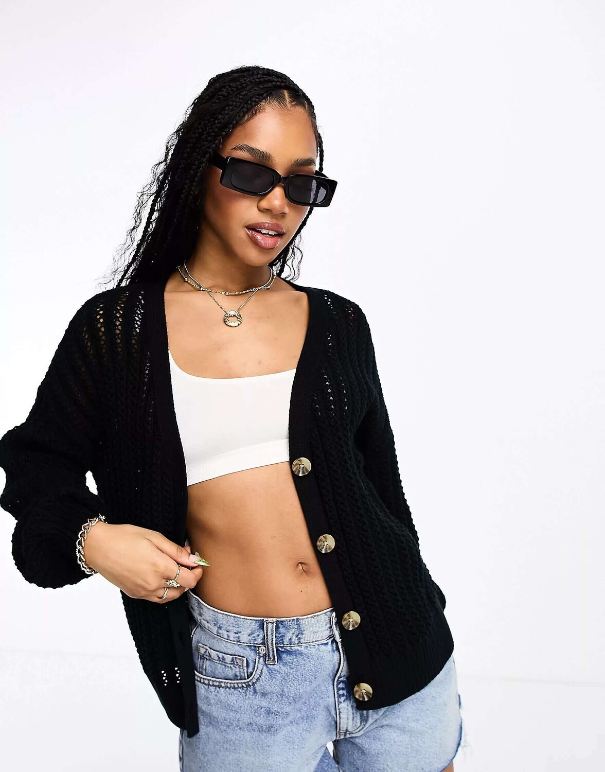

Вязаный кардиган Hollister черного цвета, Черный