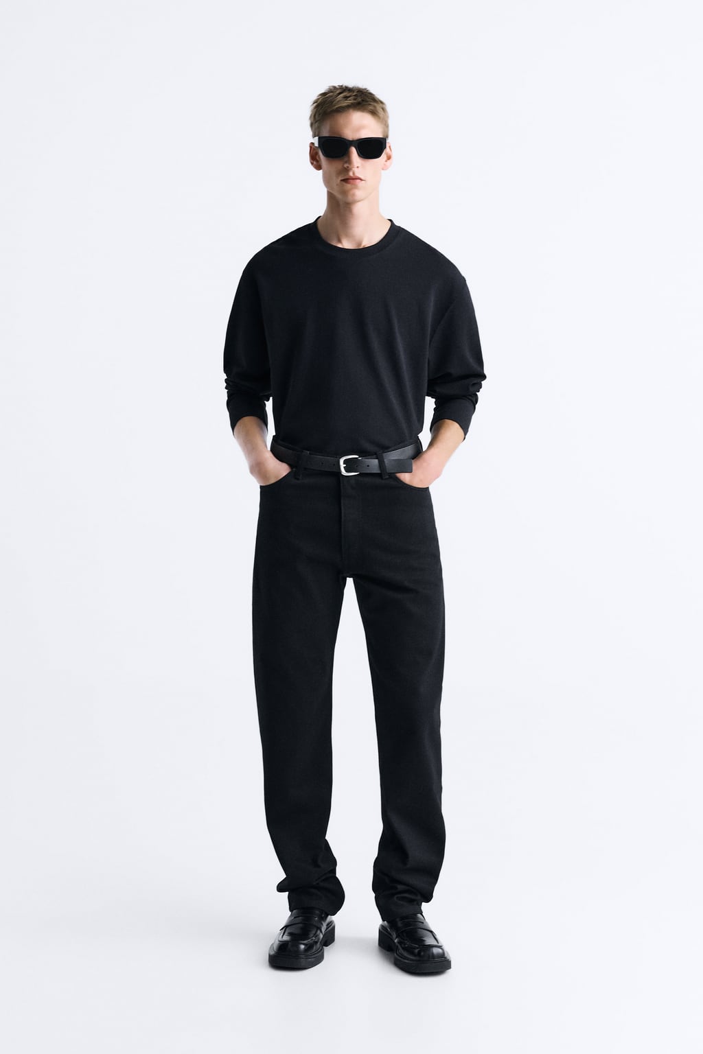 

Футболка с длинным рукавом ZARA, черный