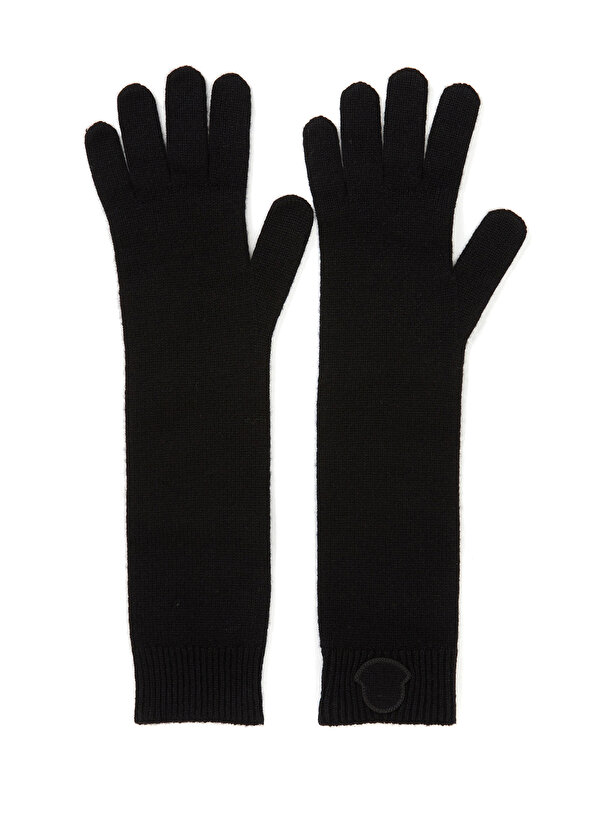 Женские кашемировые перчатки с черным логотипом Moncler