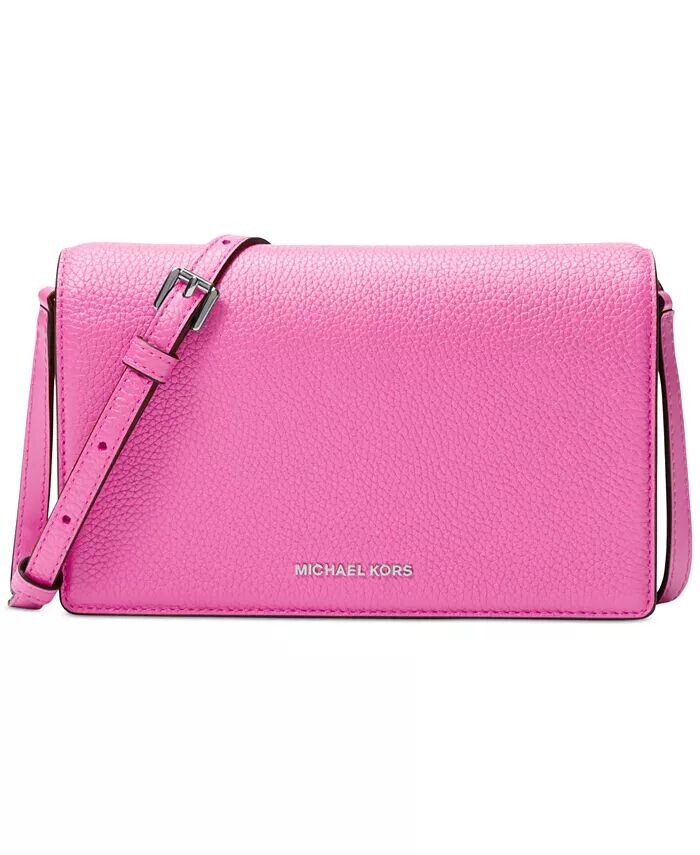 

Кожаное плечо через плечо Jet Set среднего размера с клапаном Michael Kors, розовый