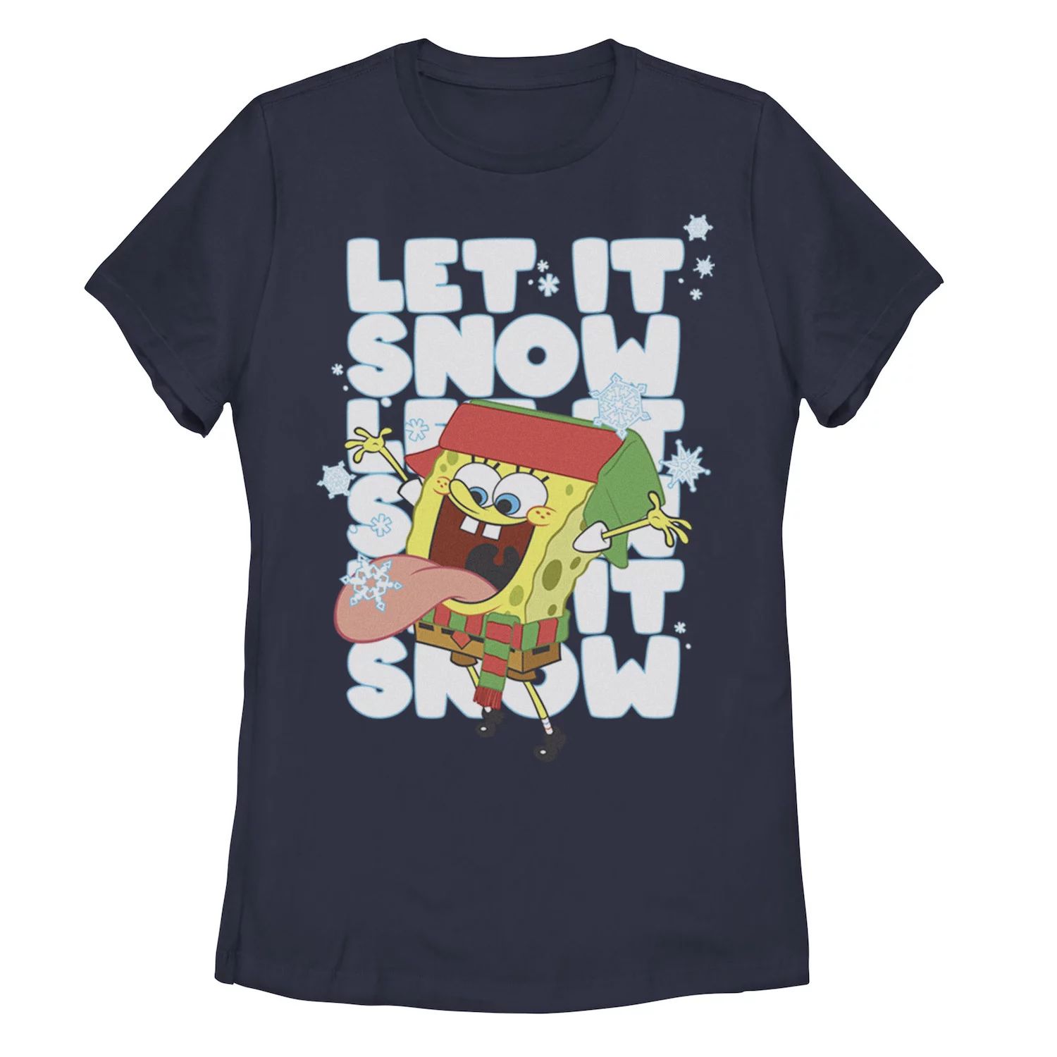 Футболка с изображением Губки Боба Квадратных Штанов для юниоров «Let It Snow Let It Snow Let It Snow» Licensed Character