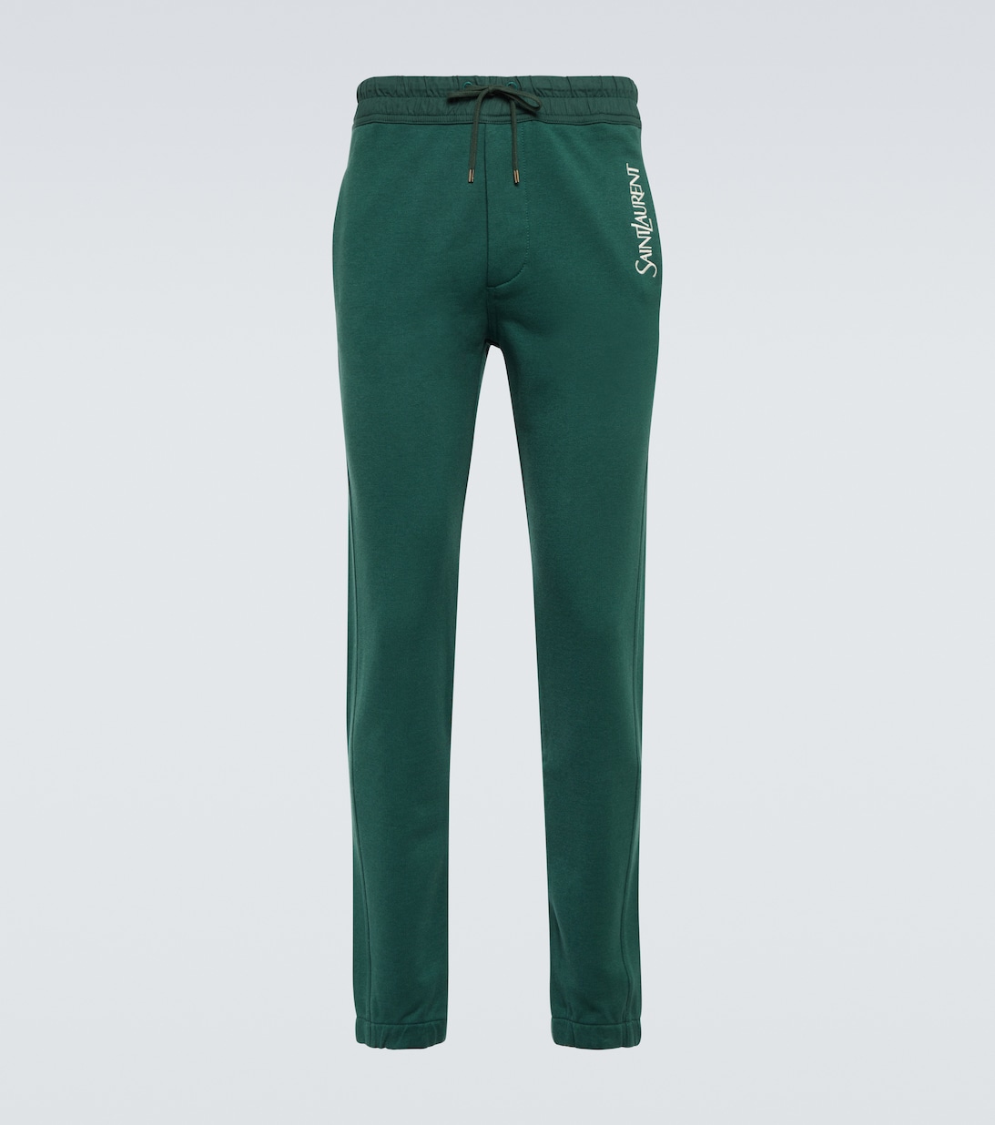 Хлопковые спортивные брюки прямого кроя с логотипом Saint Laurent, зеленый