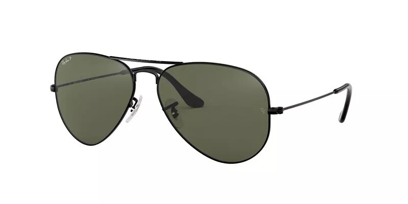 Большие металлические поляризованные солнцезащитные очки Ray-Ban Aviator, черный