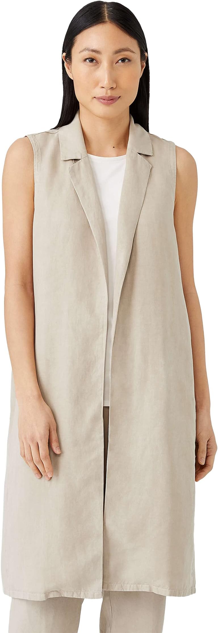 

Утепленный жилет Eileen Fisher Petite Knee Length Vest in Tencel and Linen, хаки