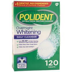 Polident Антибактериальное средство для чистки зубных протезов Ночное отбеливание 120 таблеток polident антибактериальное средство для очищения зубных протезов 84 таблетки