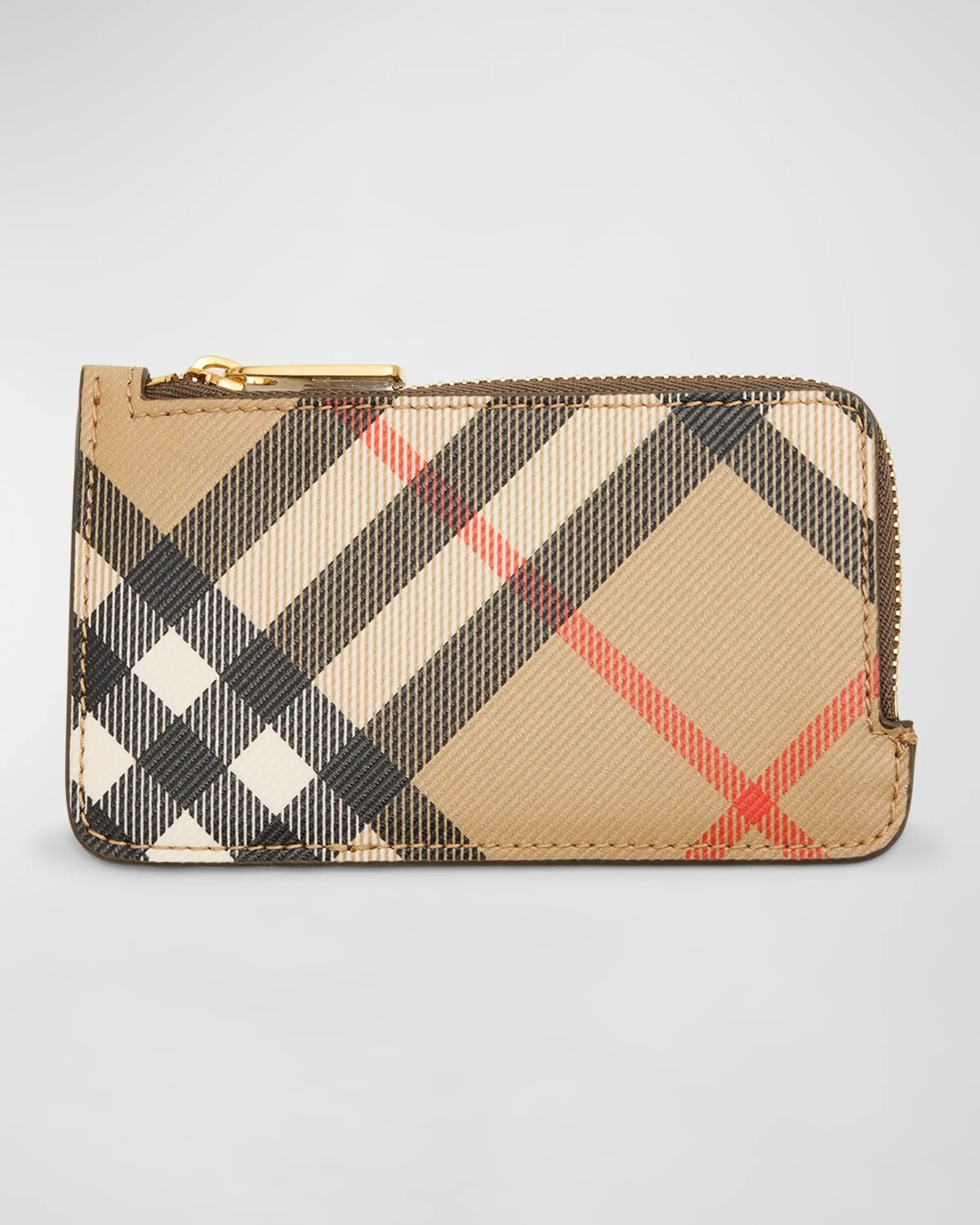 

Чехол для карточек Somerset в клетку на молнии Burberry, цвет Sand