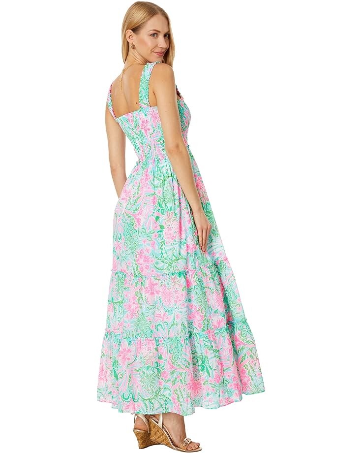 

Платье Lilly Pulitzer Hadly Smocked Cotton Maxi, цвет Amalfi Blue Leaf It Wild