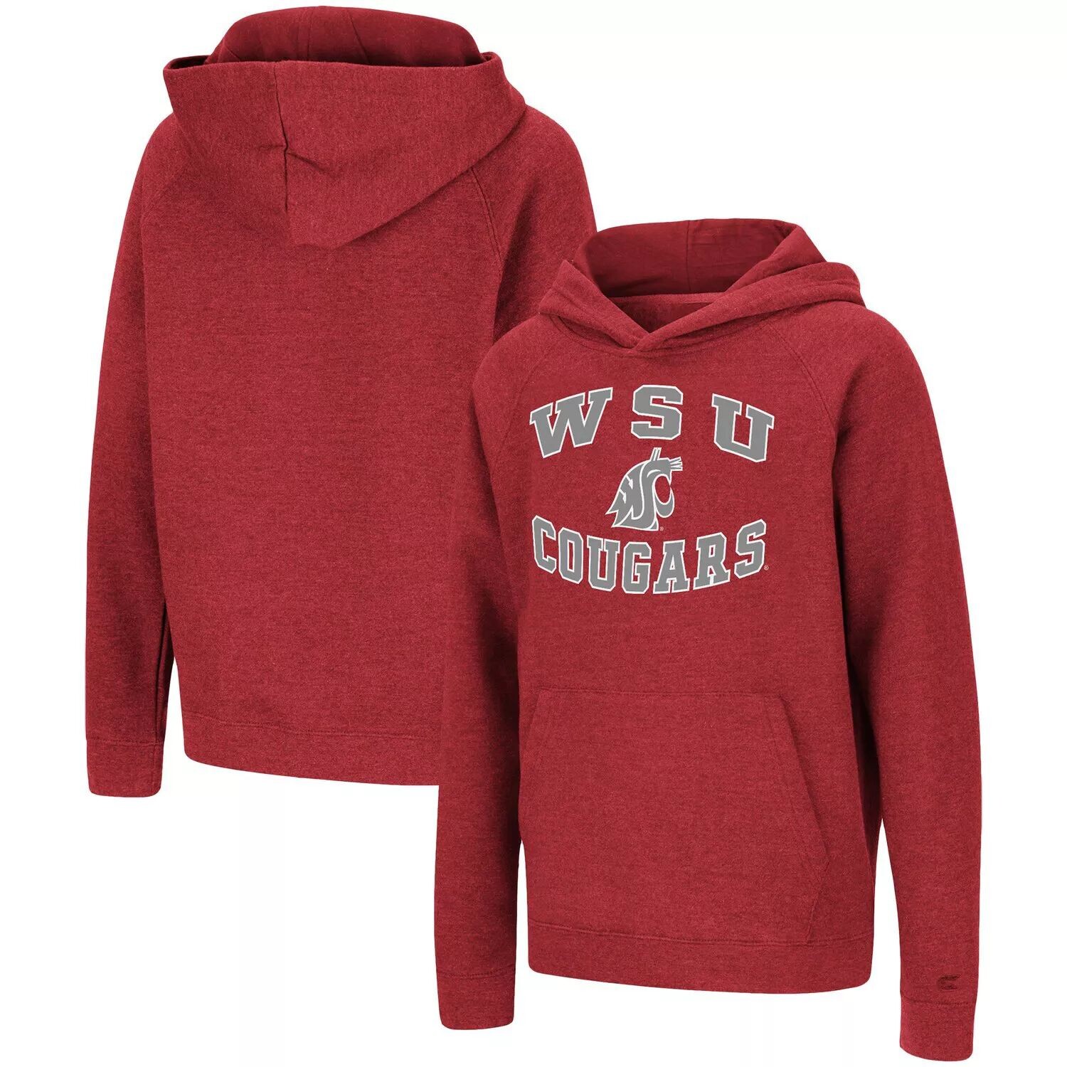 

Пуловер с капюшоном и капюшоном Youth Colosseum Crimson Washington State Cougars, кружащимся по реглану Colosseum
