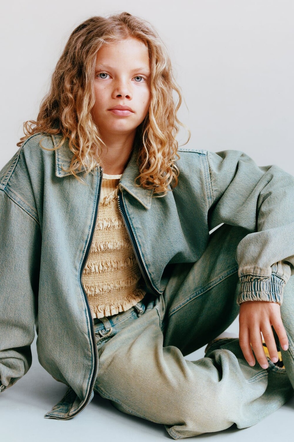 

Куртка-бомбер из денима ZARA, синий