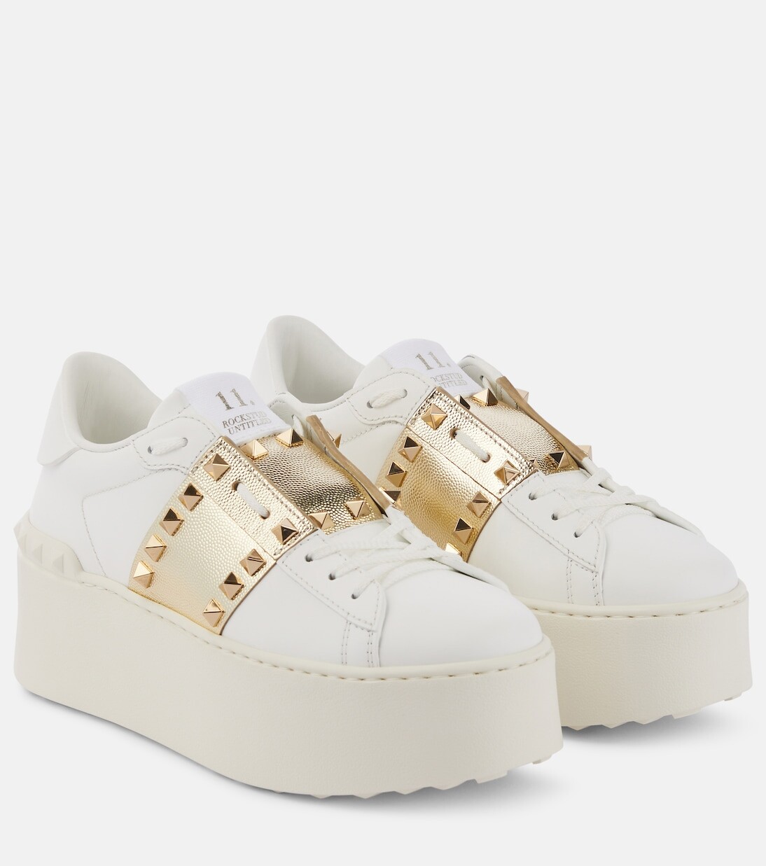 

Кожаные кроссовки rockstud untitled на платформе Valentino Garavani, белый