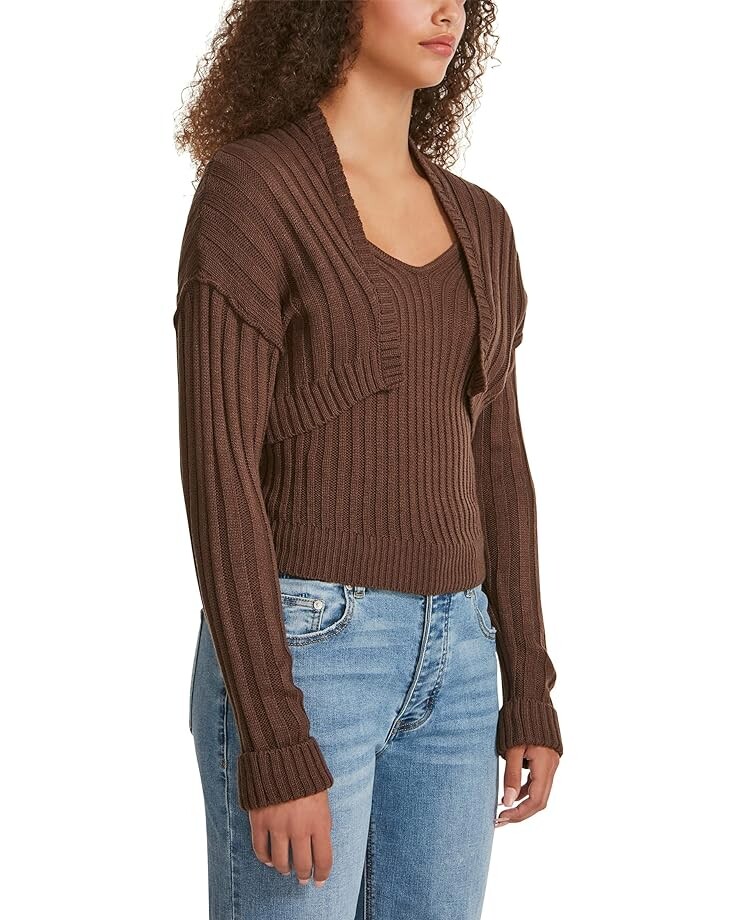 

Свитер Madden Girl Rib Sweater Shrug with Tank Set, цвет Chocolate Martini