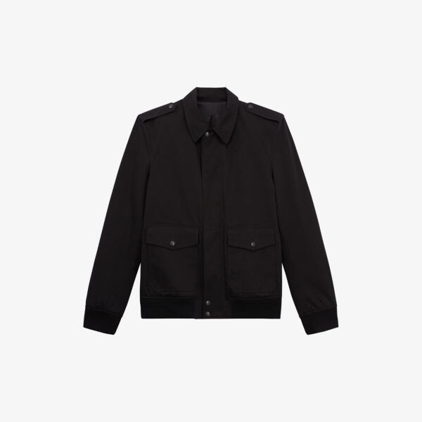 

Хлопковая куртка с раздвинутым воротником и погонами на кнопках The Kooples, черный
