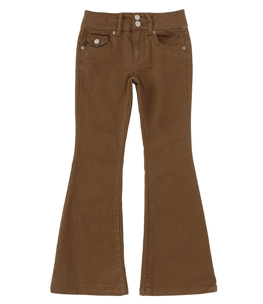цена Джинсы с расклешенными штанинами и откидными задними карманами для девочек-хиппи для больших девочек 7–16 лет Hippie Girl, коричневый