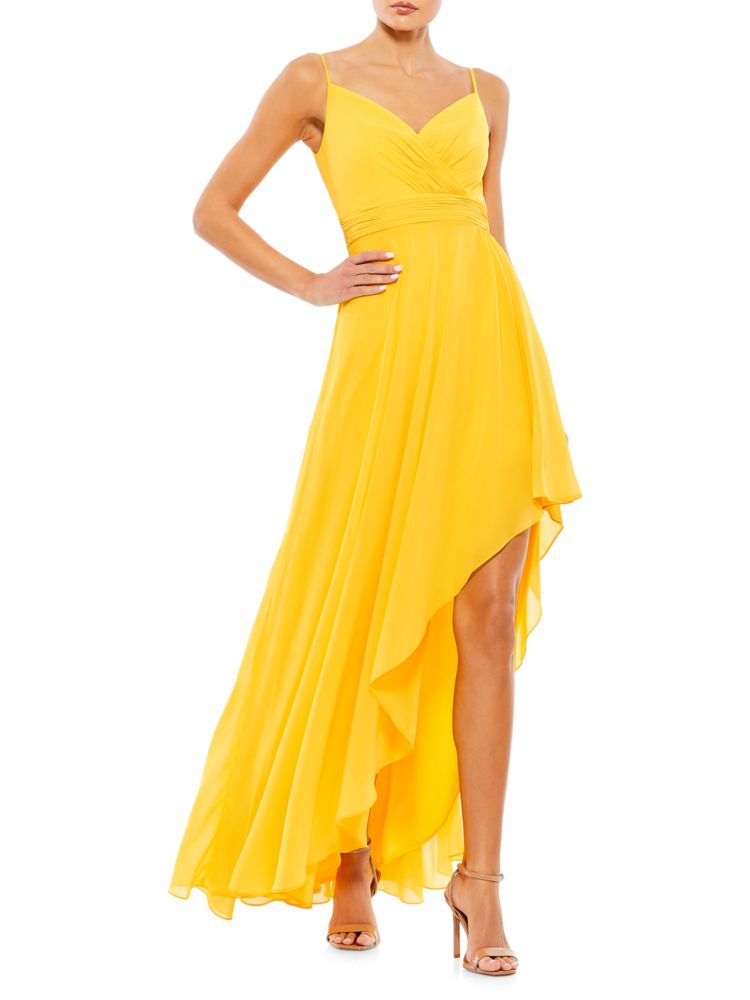 Плиссированное асимметричное платье Ieena Mac Duggal, цвет Marigold