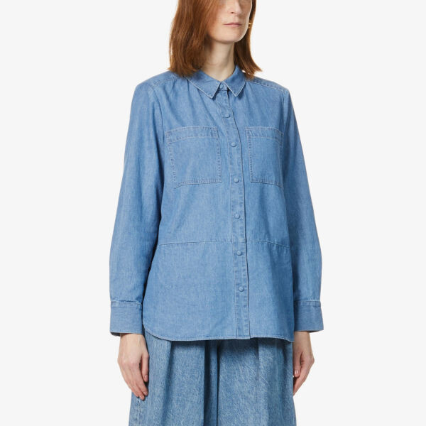 

Рубашка Soki из хлопка шамбре Whistles, цвет denim