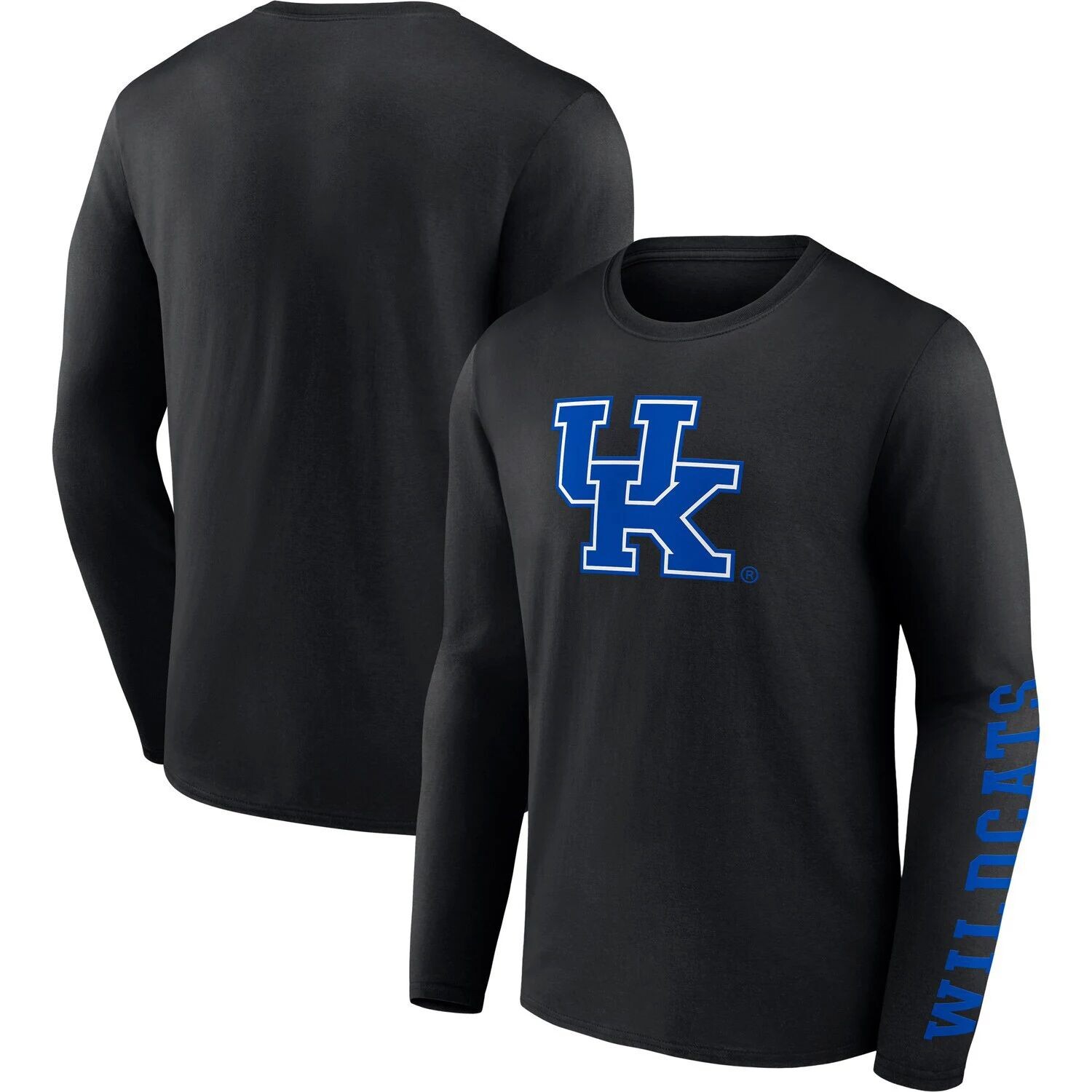 

Мужская черная фирменная футболка Kentucky Wildcats Double Time 2-Hit с длинным рукавом Fanatics, Черный