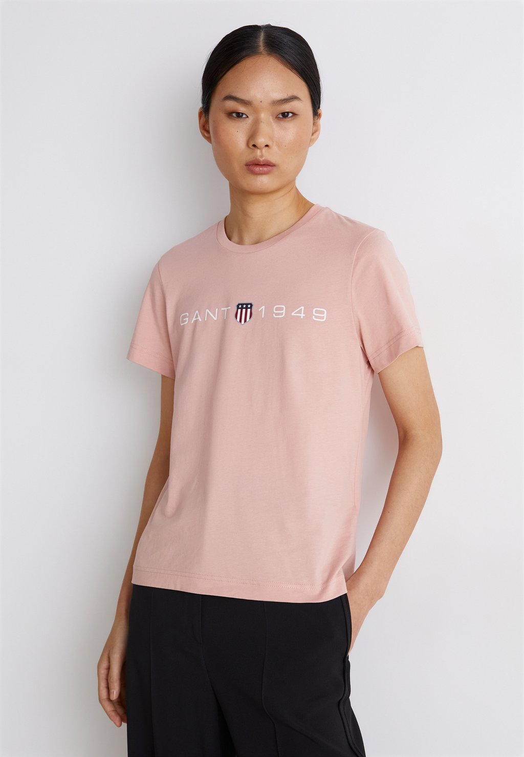 camiseta estampada lábio love leopardo moda verão para mulheres estampada gráfica manga curta roupa feminina 2020 Футболка с принтом Camiseta estampada GANT, розовый