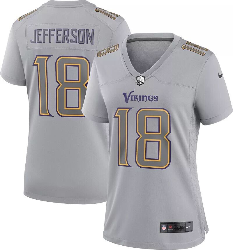 

Женская игровая майка Nike Minnesota Vikings Justin Jefferson #18 Atmography Grey