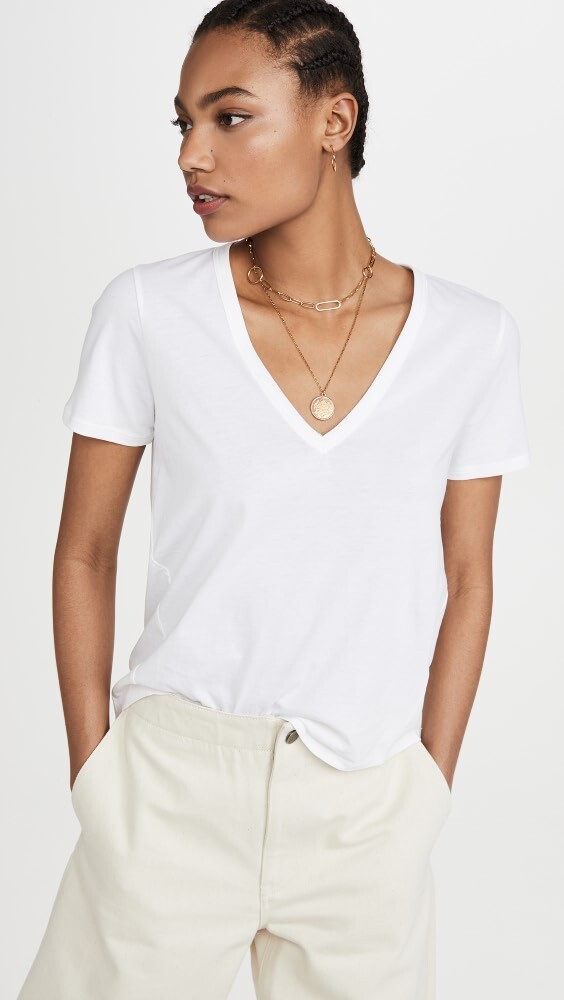 

Футболка Veronica Beard Jean Cindy V Neck High Low, белый