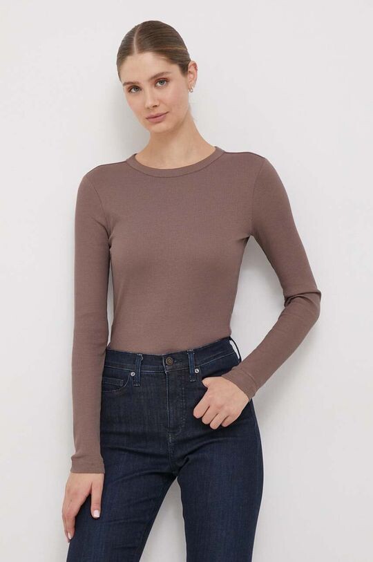 

Хлопковая рубашка с длинными рукавами Calvin Klein, коричневый