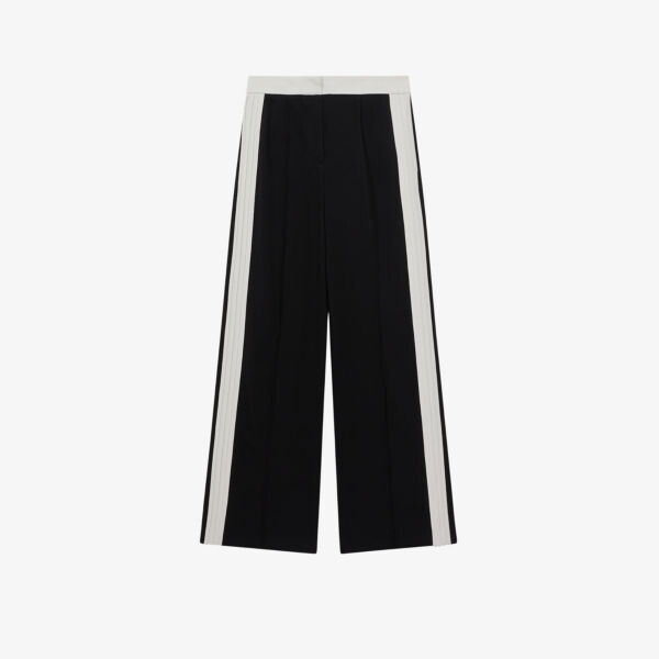

Широкие брюки Bryn из эластичной ткани с полосками по бокам Reiss, черный