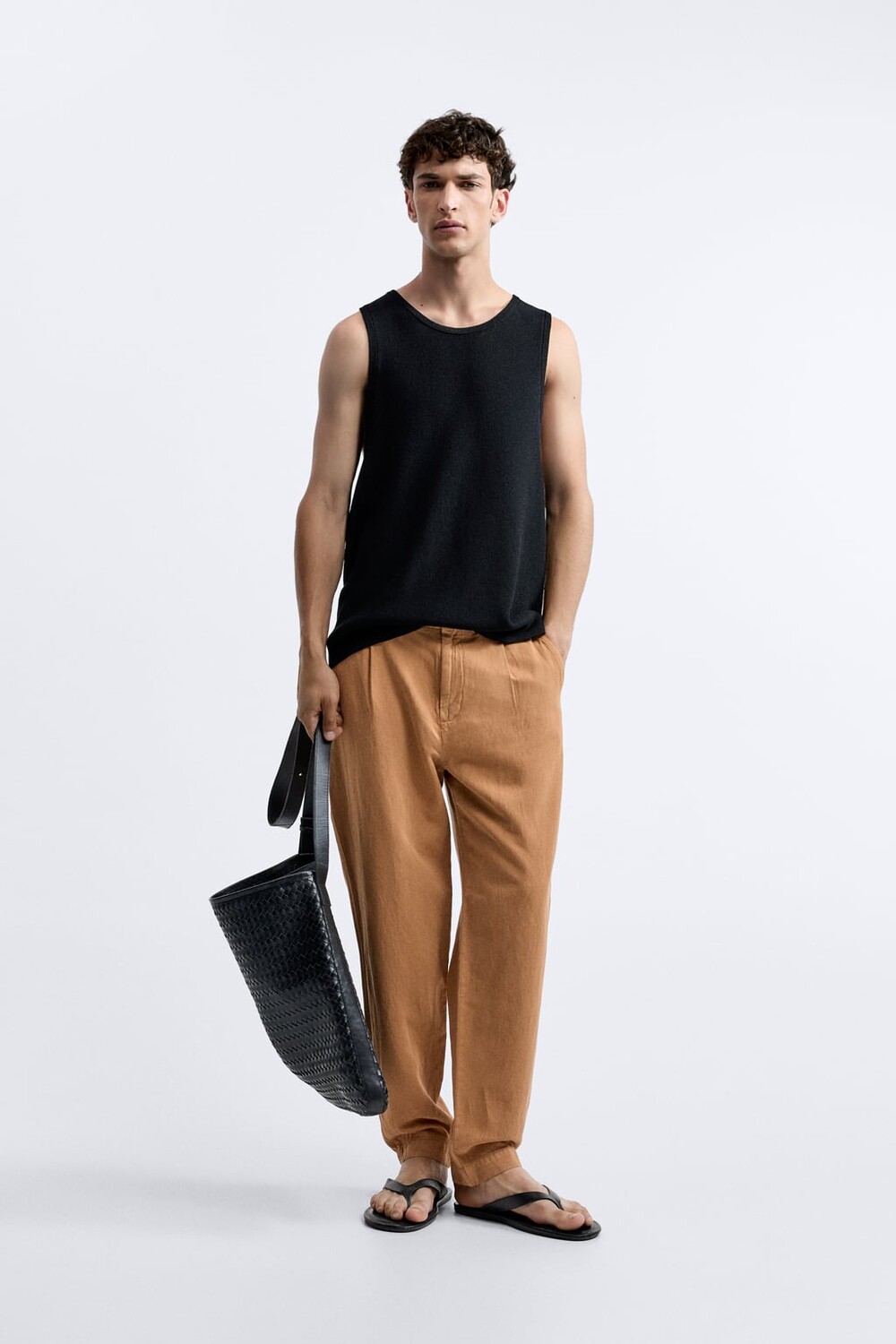 

Брюки из хлопка-льна ZARA, оранжевый