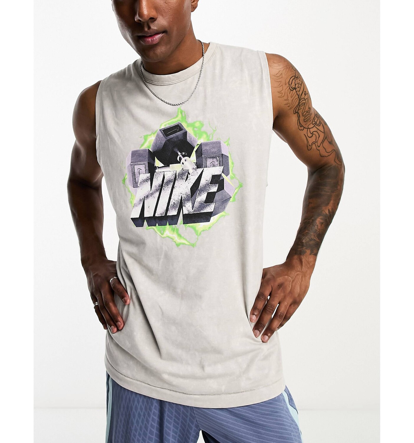 

Белая футболка без рукавов с графическим принтом Nike Training Vintage Dri-Fit, Белый