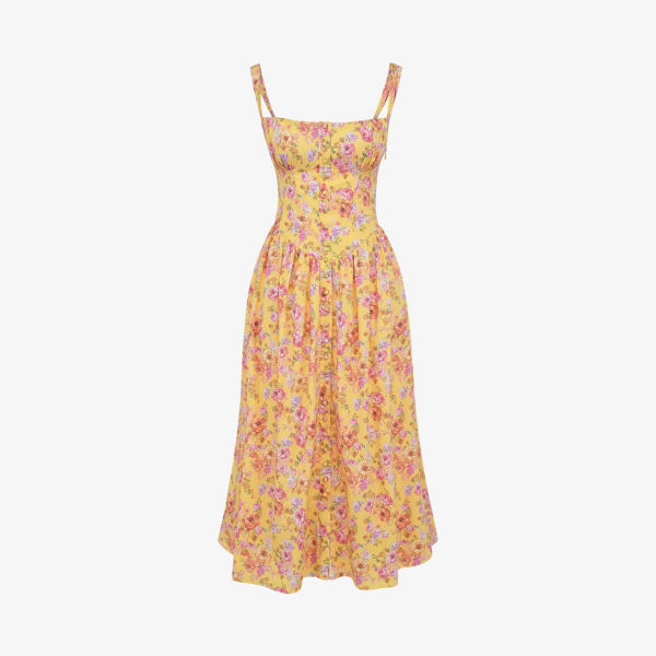 Платье миди Tatiana из смесового хлопка с цветочным принтом House Of Cb, цвет butter print