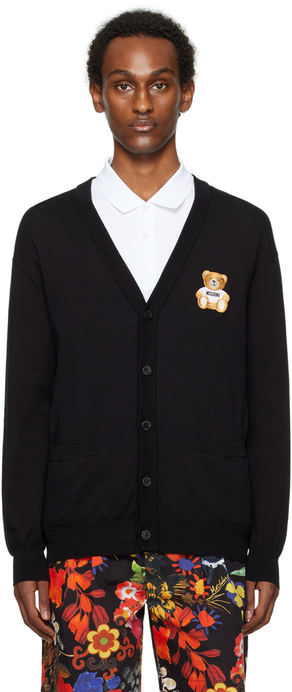 

Черный кардиган с нашивкой Teddy Moschino