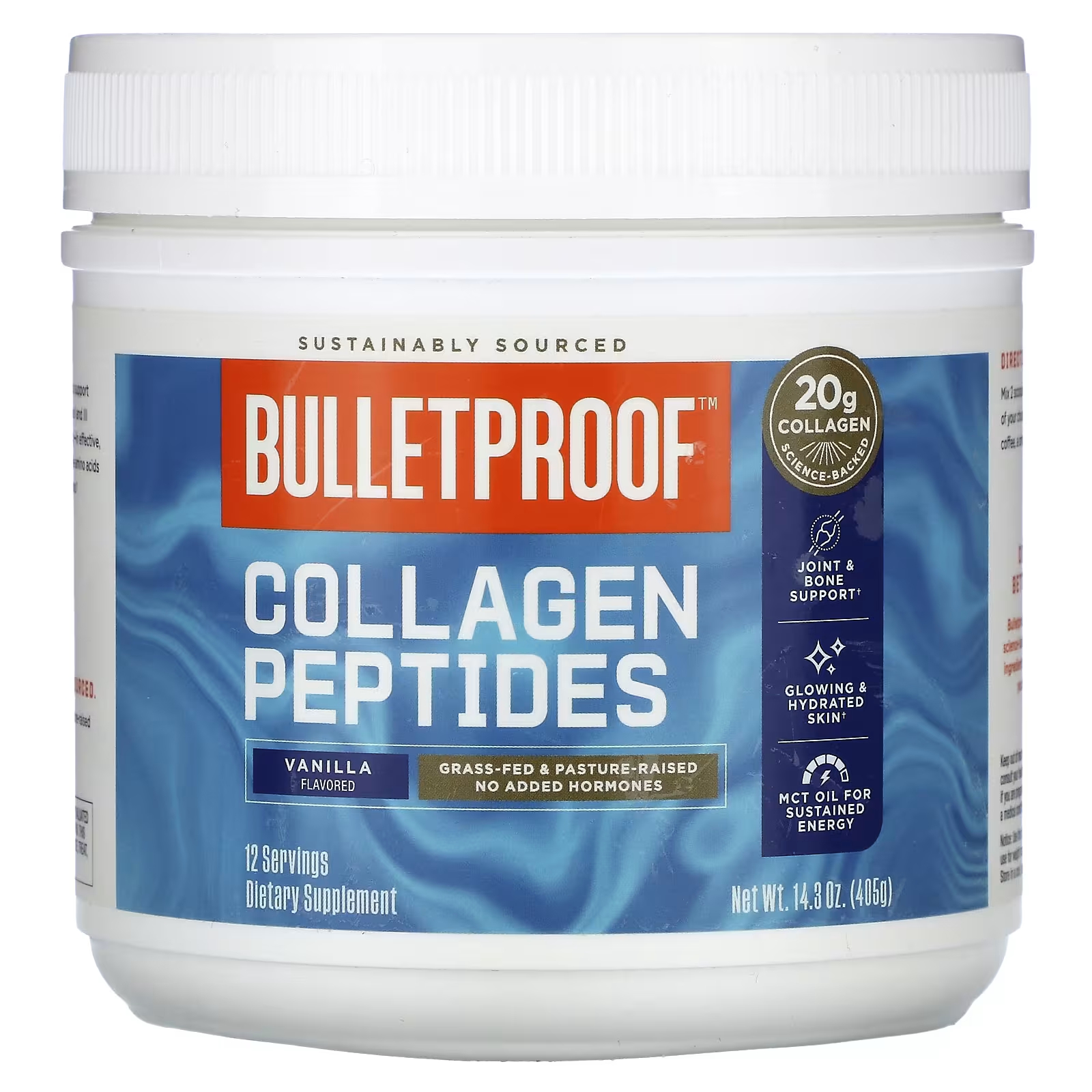 Пищевая добавка BulletProof Collagen Peptides ваниль, 405 г пищевая добавка collagen fish peptides 120 г