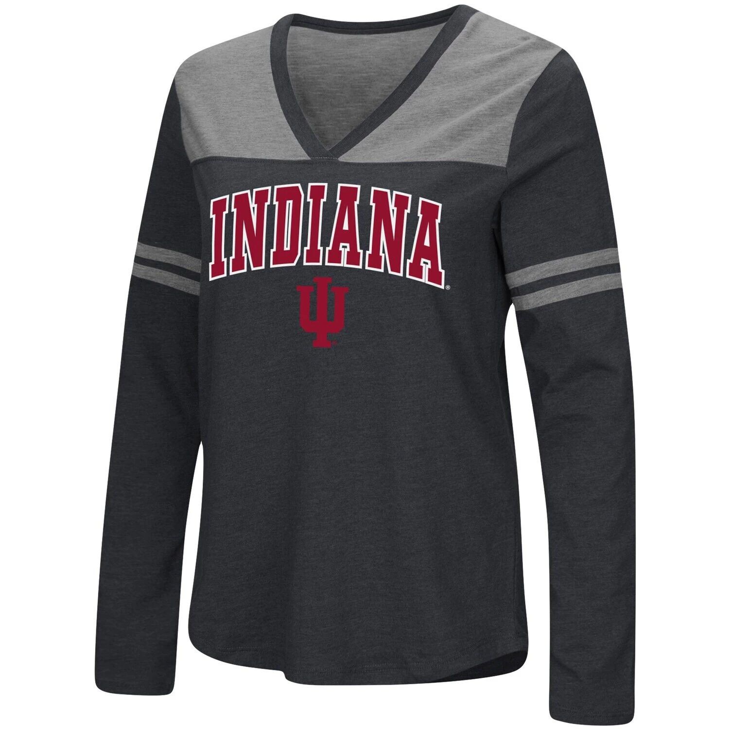

Женская футболка Colosseum Black Indiana Hoosiers Core Heritage Arch с логотипом и v-образным вырезом с длинными рукавами Colosseum