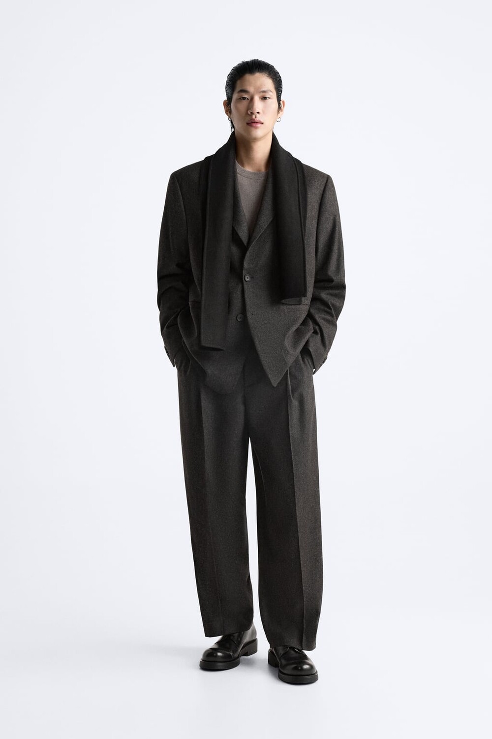 

Костный пиджак из полушерсти ZARA, коричневый