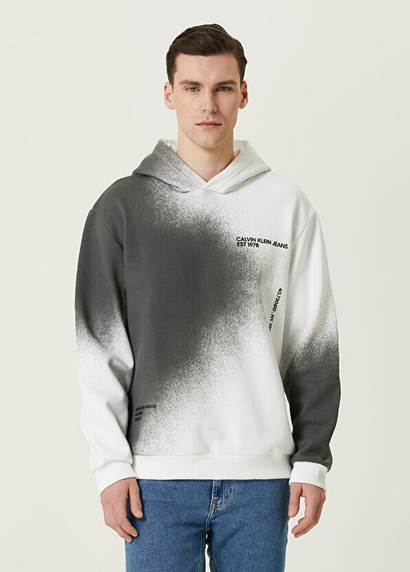

Толстовка с капюшоном и напылением Ck Jeans, белый