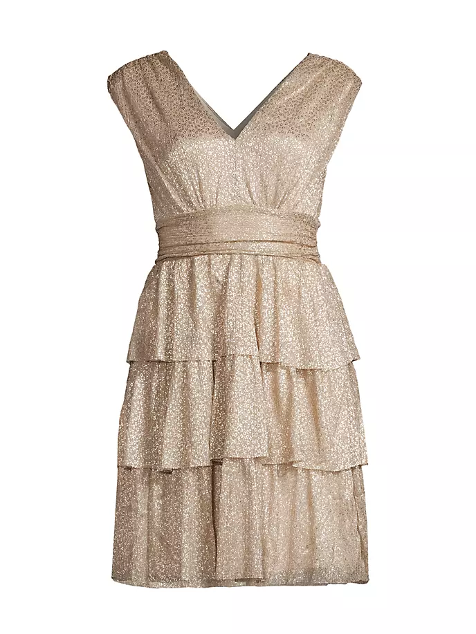 Мини-платье Faye с оборками из фольги Lilly Pulitzer, цвет gold metallic