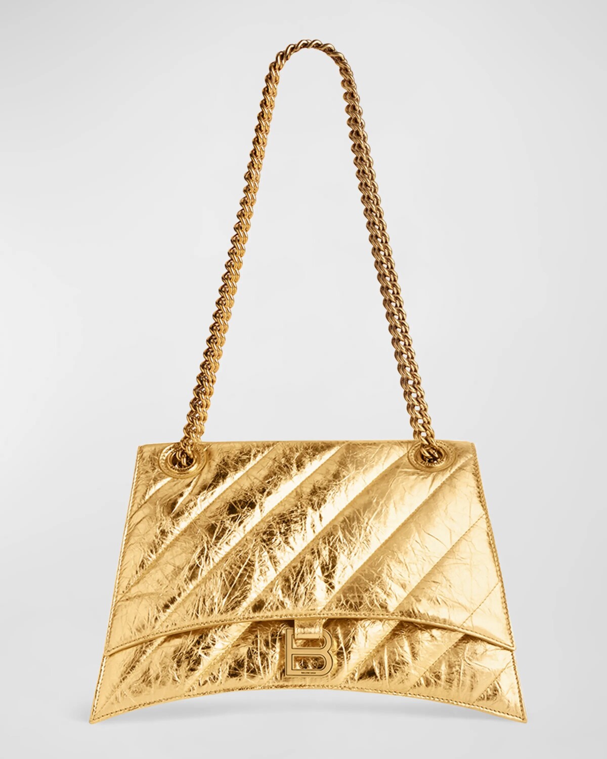 

Стеганая металлизированная сумка на цепочке Crush среднего размера Balenciaga, цвет Gold