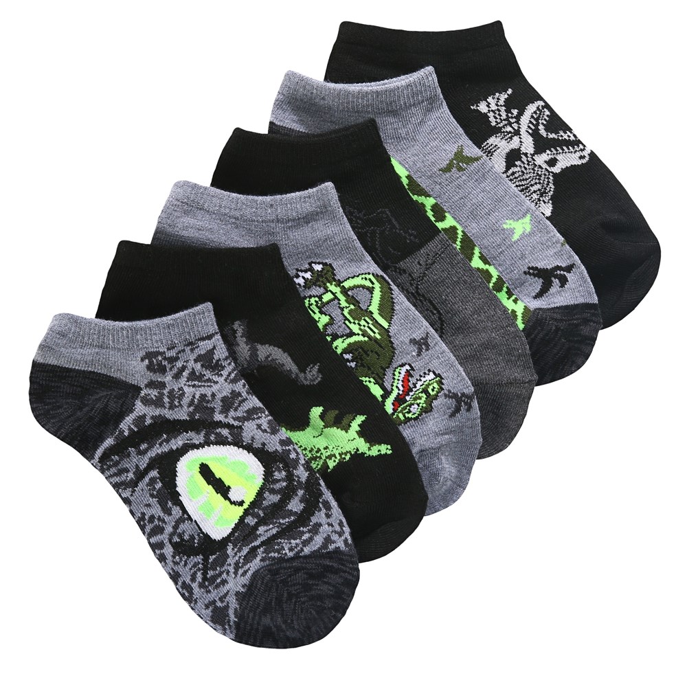Набор из 6 светящихся в темноте детских носков-невидимок Sof Sole, цвет dinosaur prints цена и фото
