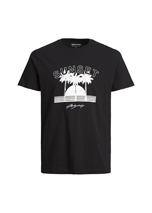 

Простая черная мужская футболка с круглым вырезом Jack & Jones, Черный