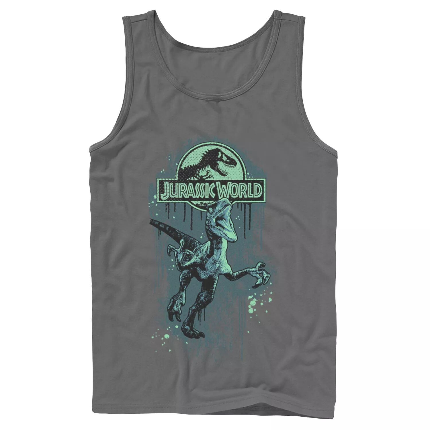 

Мужская майка с графическим логотипом и логотипом Jurassic World Raptor Paint Splatter Licensed Character