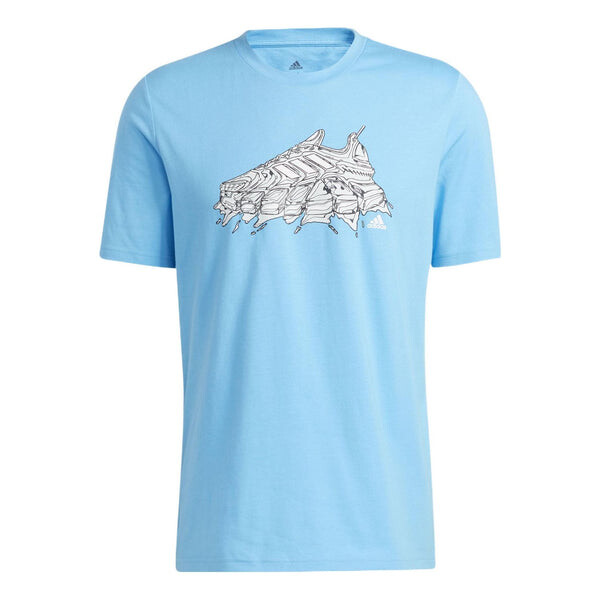 

Футболка Men's adidas Logo Shoes Printing Sports Round Neck Short Sleeve Blue T-Shirt, мультиколор