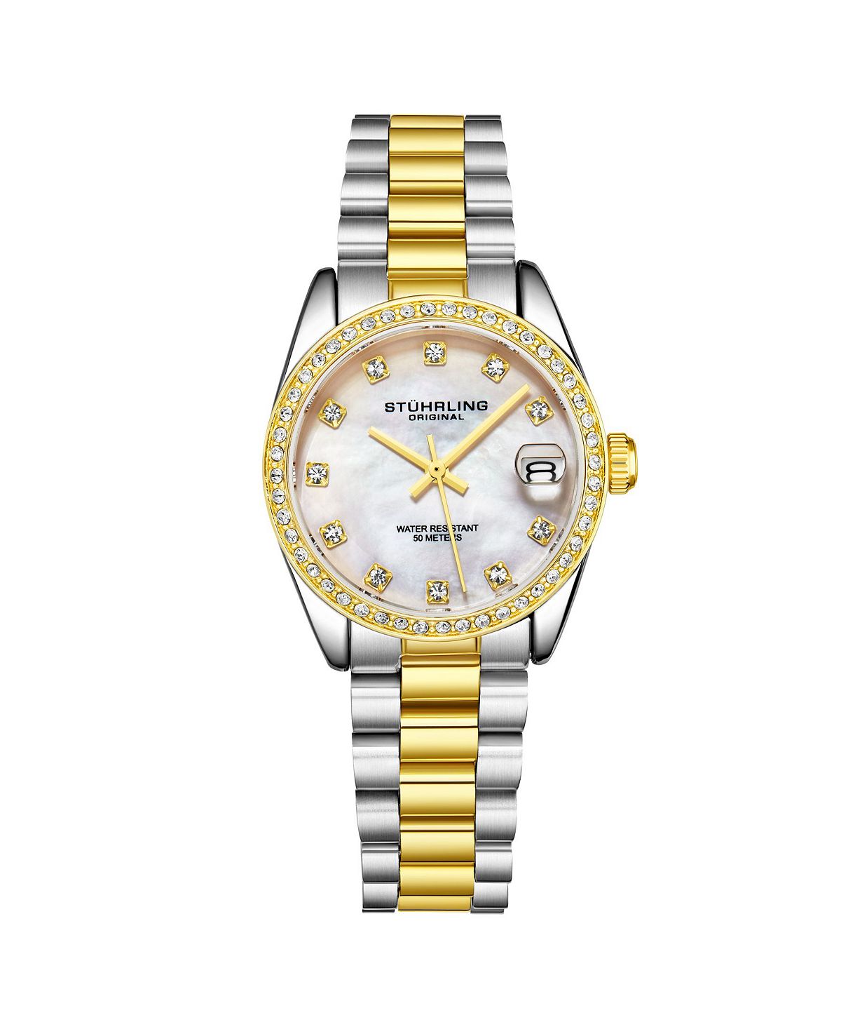 Женские часы-браслет из нержавеющей стали золото-серебристого цвета 31 мм Stuhrling, золотой