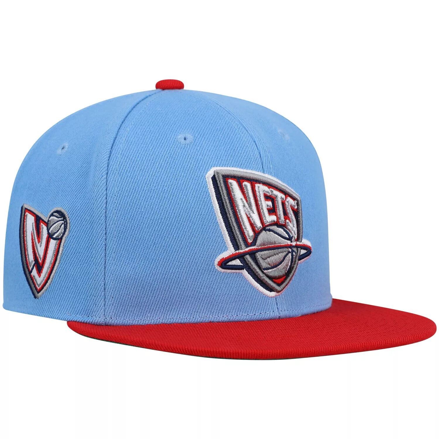 

Мужская кепка Mitchell & Ness светло-синяя/красная New Jersey Nets Hardwood Classics Snapback Hat