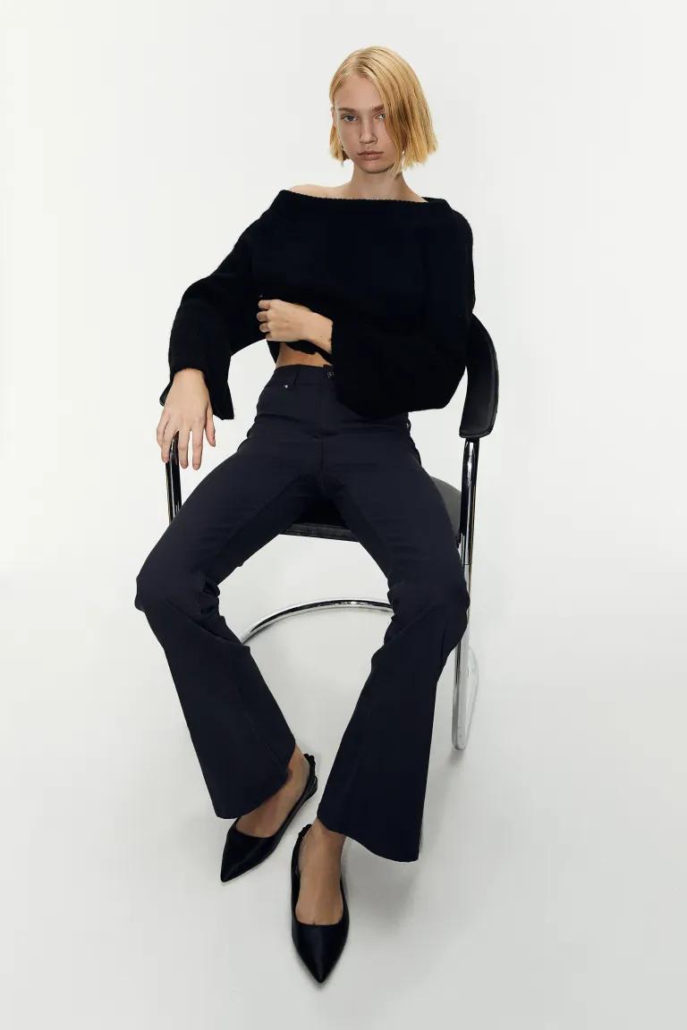 

Расклешенные брюки из габардина H&M, серый