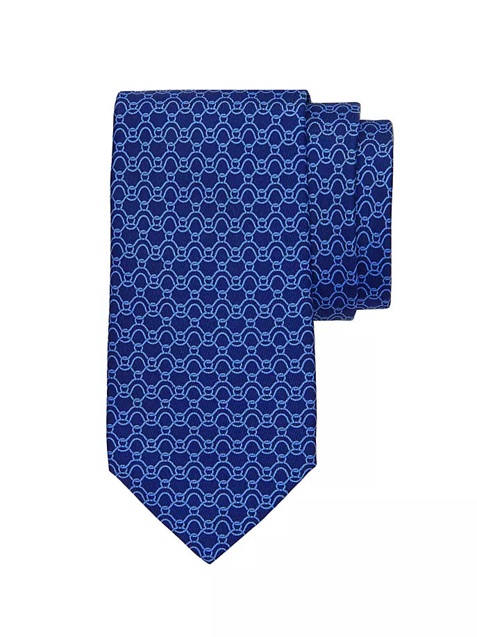 Шелковый галстук с принтом «Волны» Ferragamo, синий