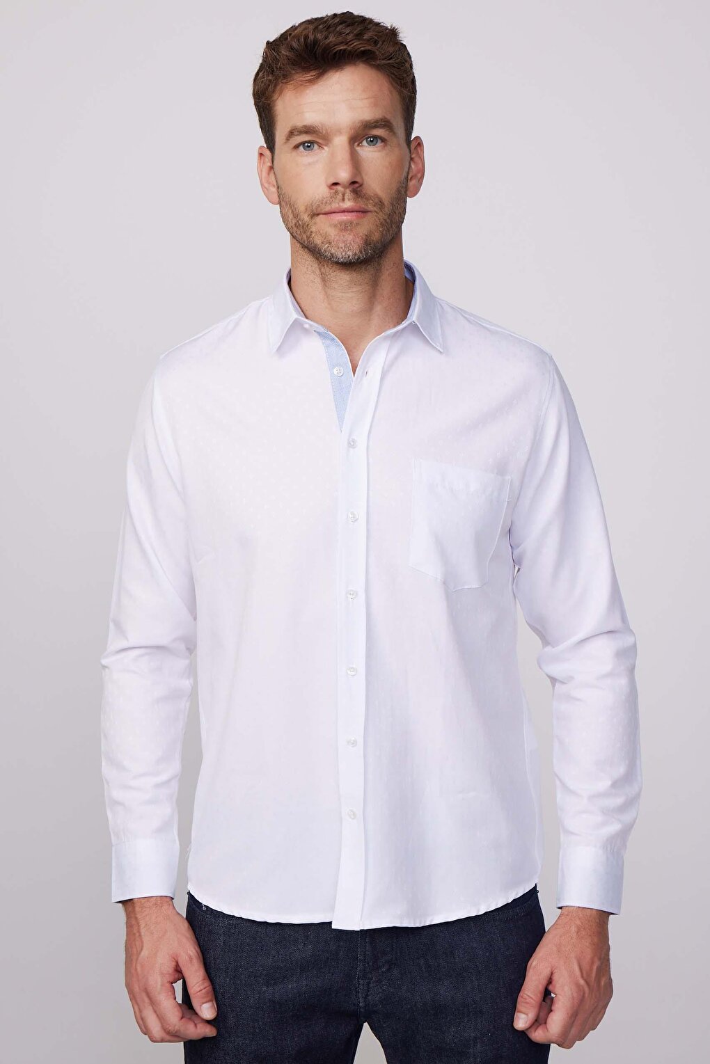Классическая белая мужская рубашка с спортивным воротником Добби Оксфорд с украшением TUDORS, белый