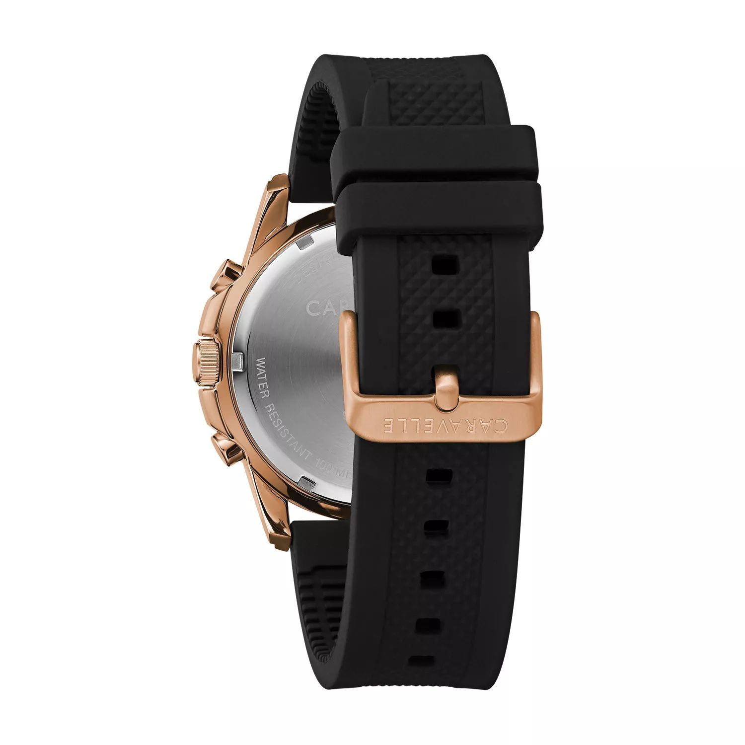 Мужские черные силиконовые часы с хронографом - 45B157 Caravelle by Bulova
