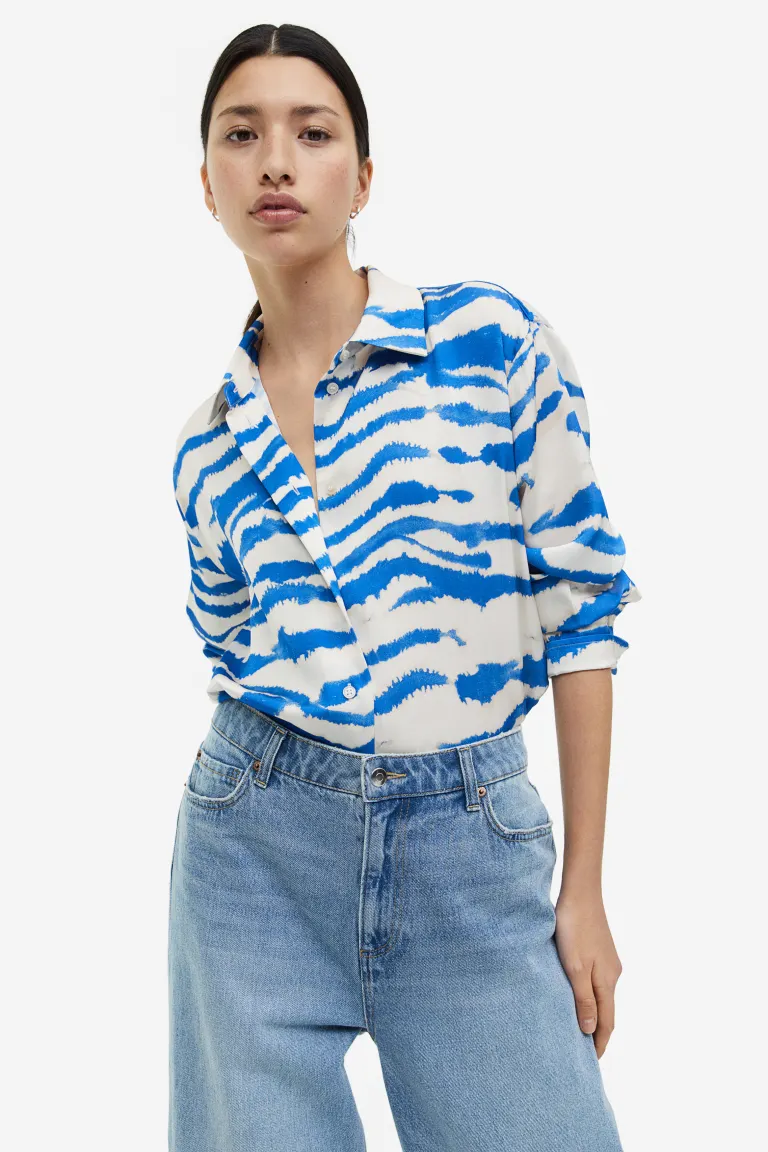 

Атласная рубашка H&M, бежевый