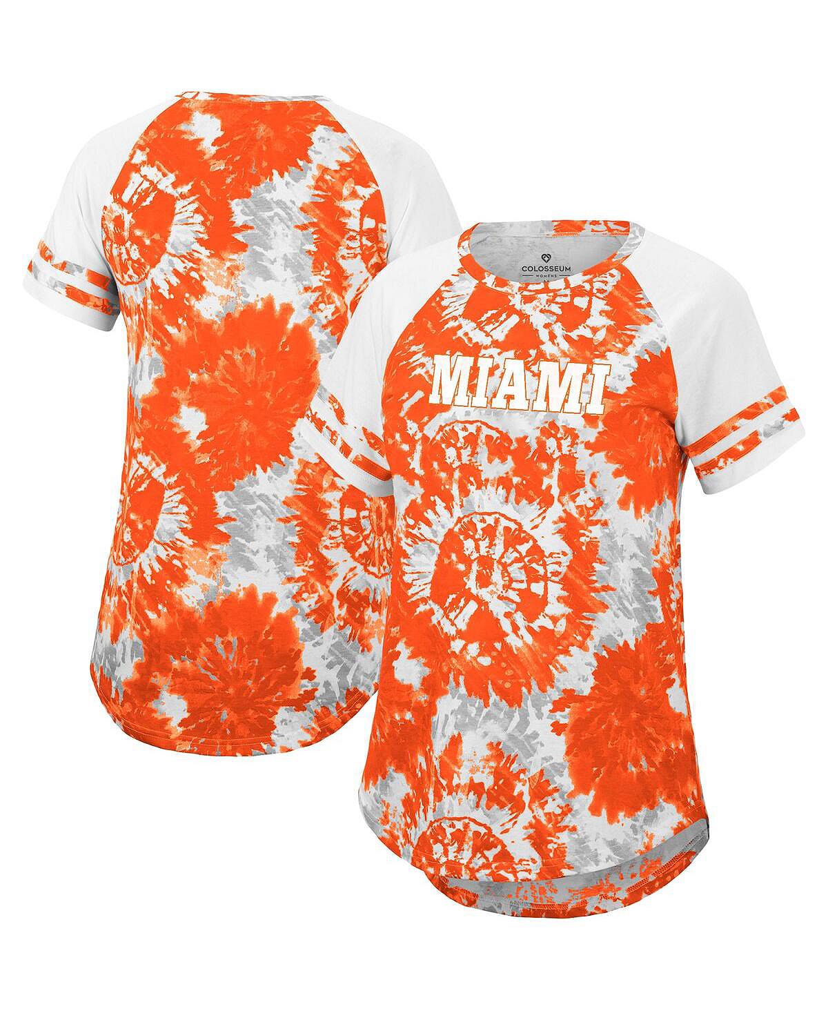 Женская оранжево-белая футболка Miami Hurricanes Annie Oversized с принтом тай-дай реглан Colosseum футболка женская miami 170 белая размер l