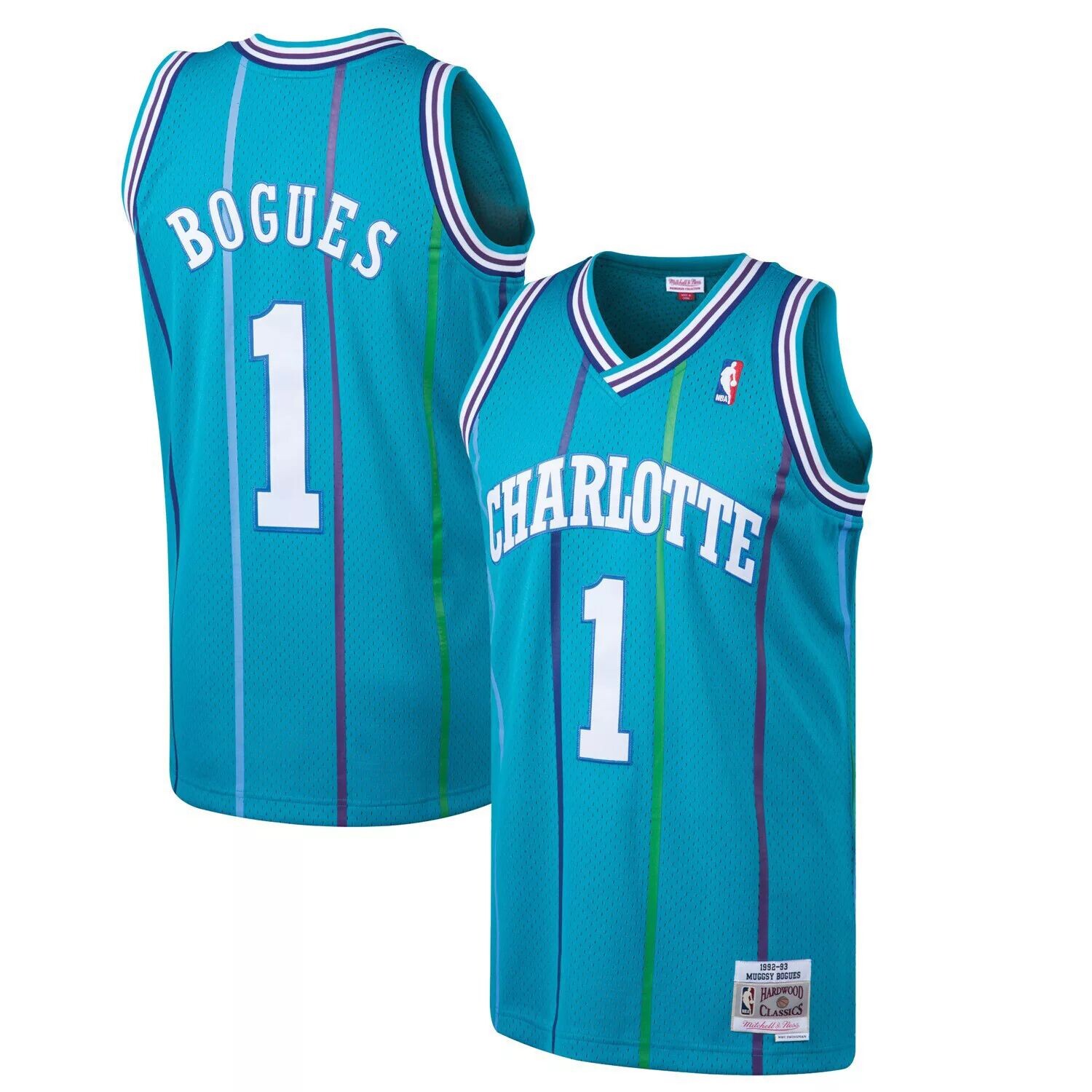 

Мужская майка Mitchell & Ness Muggsy Bogues бирюзового цвета Charlotte Hornets 1992-93 гг. из твердой древесины Classics Swingman